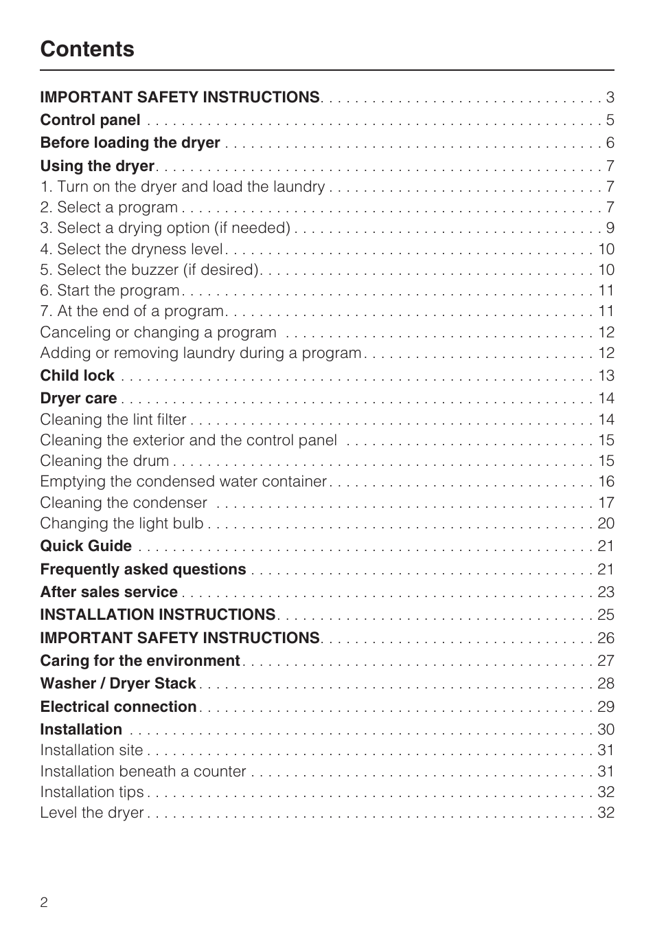 Miele T 8019 C User Manual | Page 2 / 44