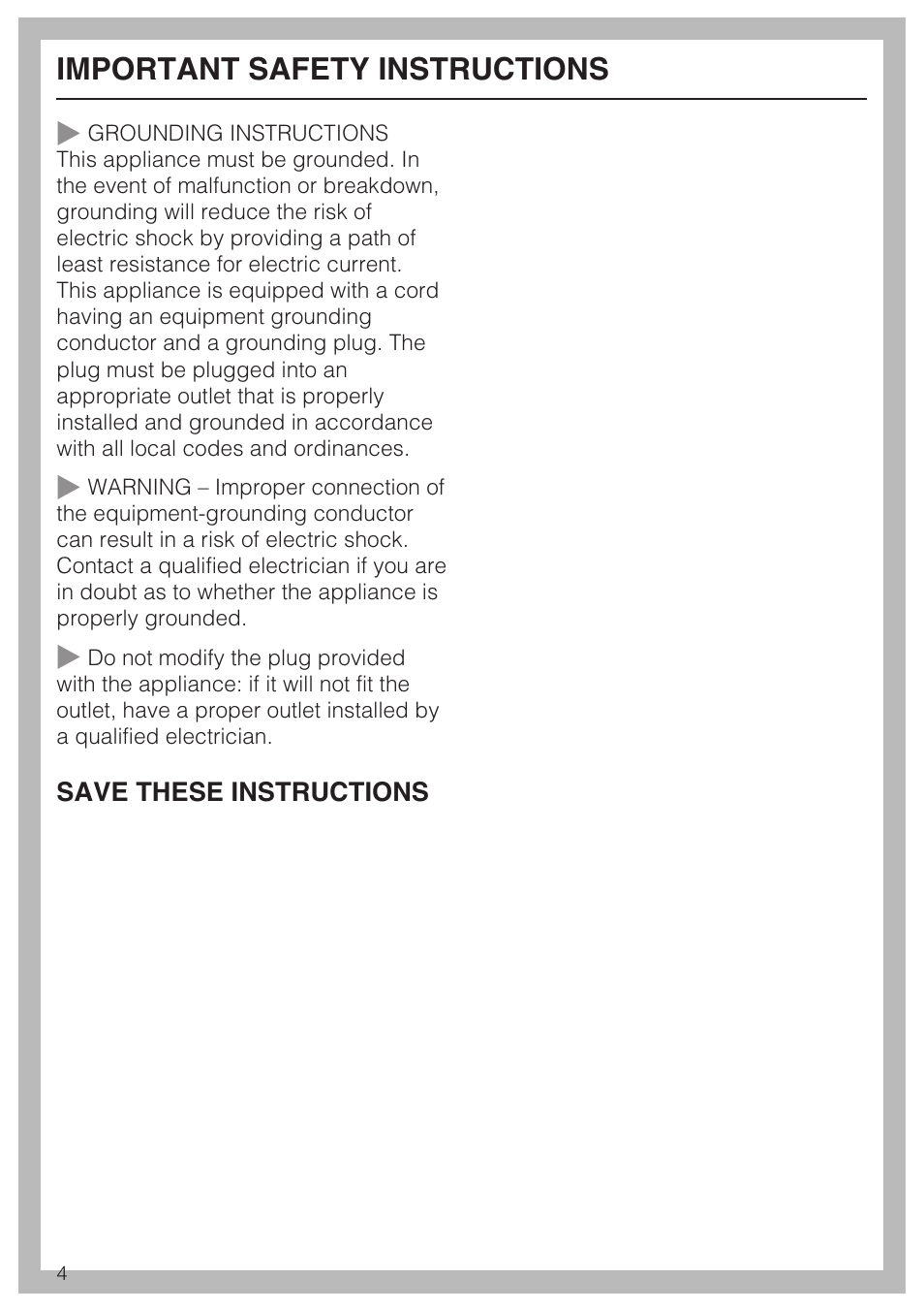 Important safety instructions | Miele T 8019 C User Manual | Page 4 / 44