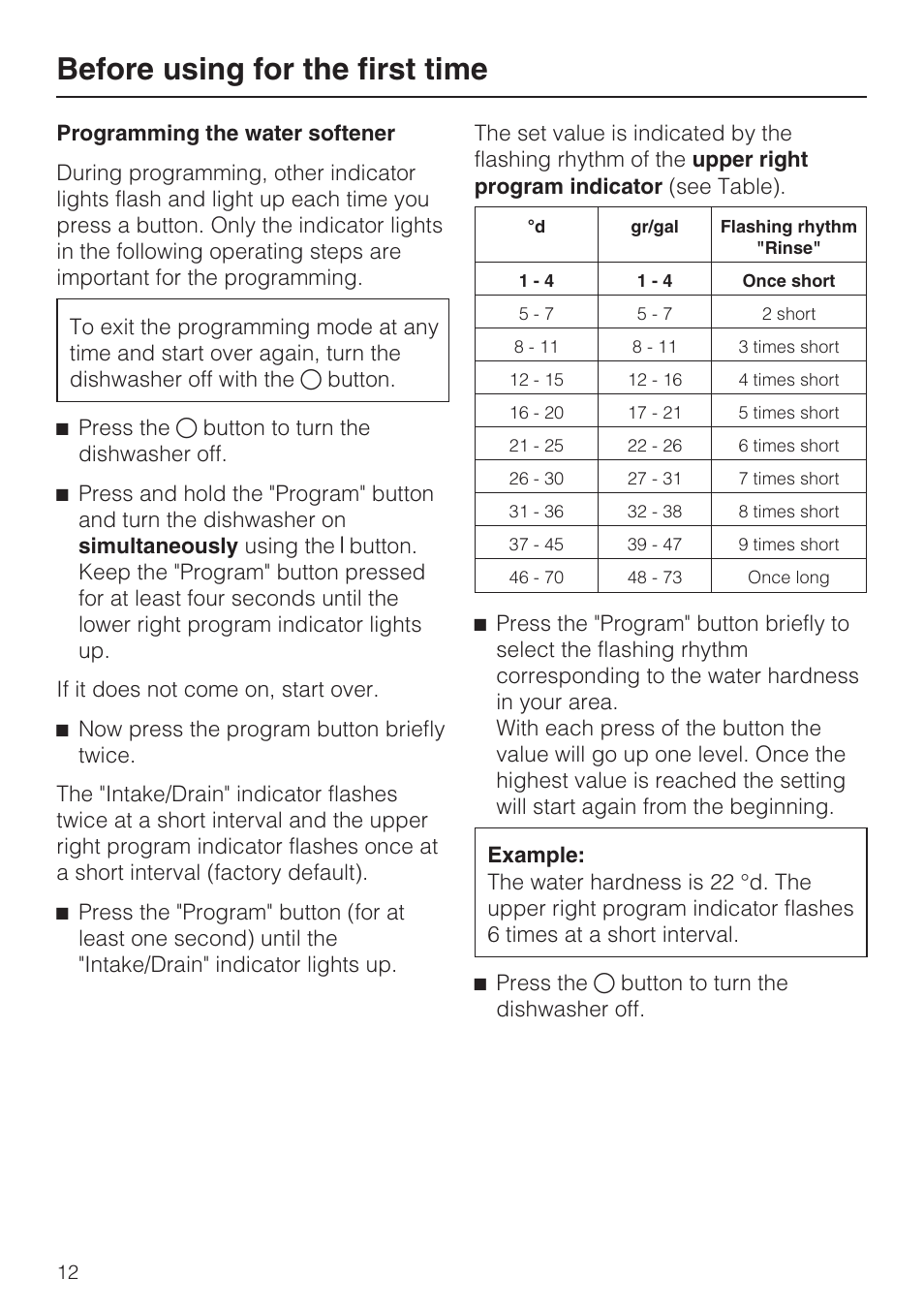 Before using for the first time | Miele G 4570 User Manual | Page 12 / 60