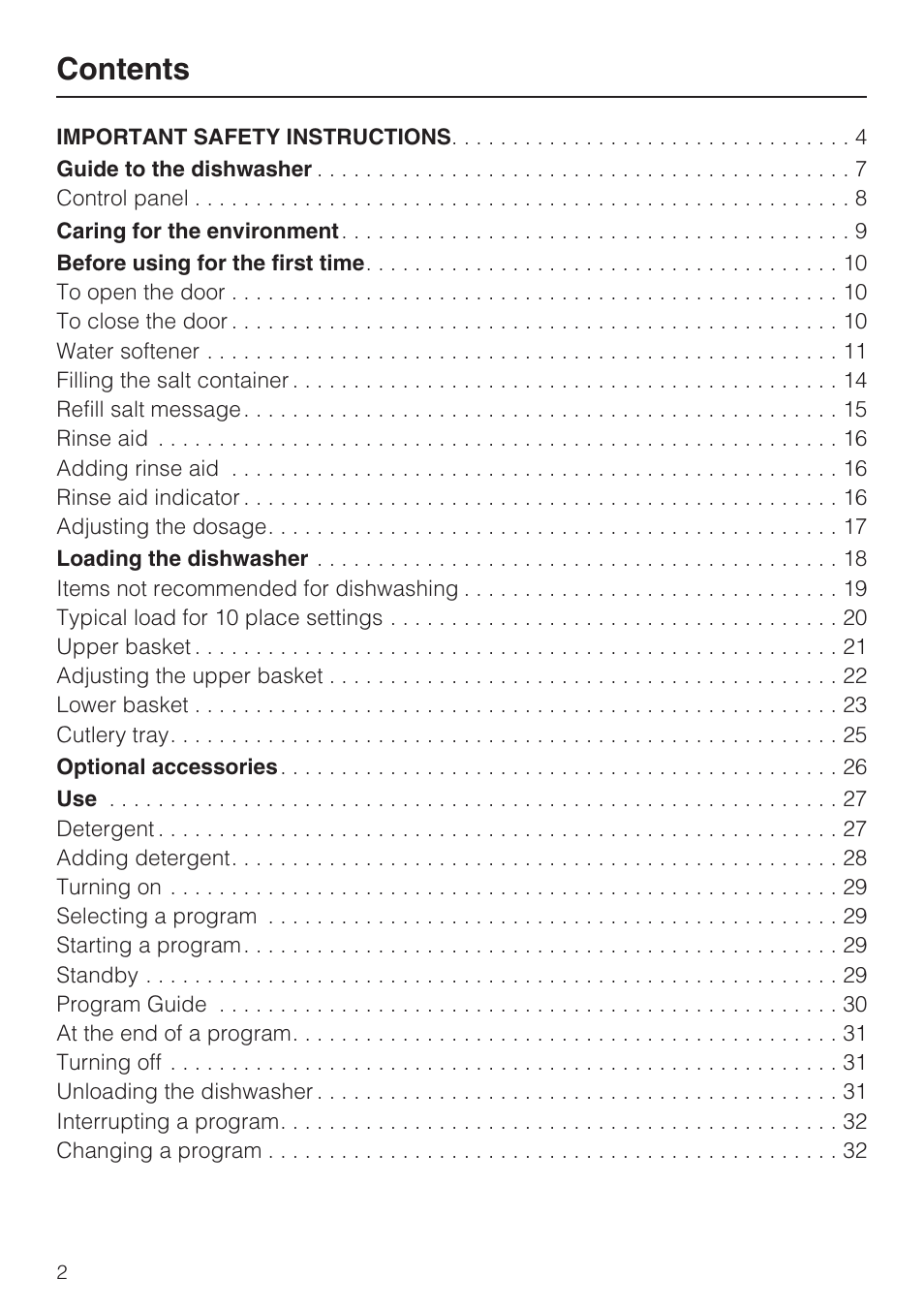 Miele G 4570 User Manual | Page 2 / 60