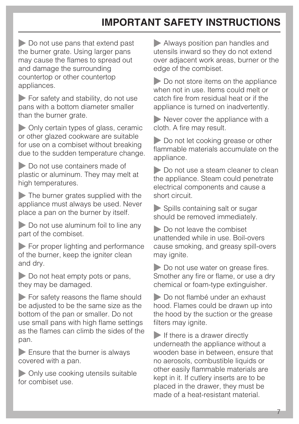 Important safety instructions | Miele CS1028 User Manual | Page 7 / 44