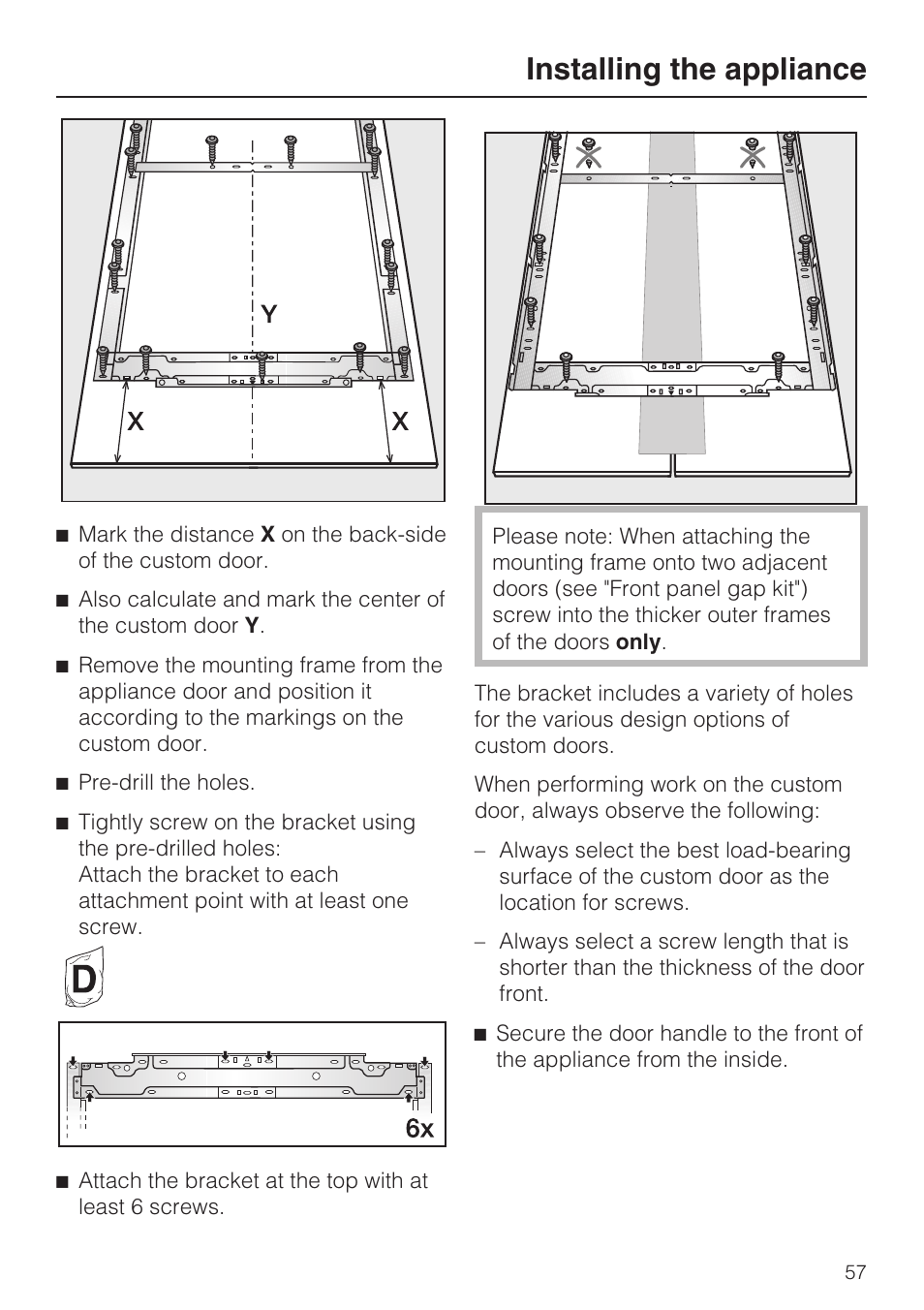 Installing the appliance | Miele K1901VI User Manual | Page 57 / 68