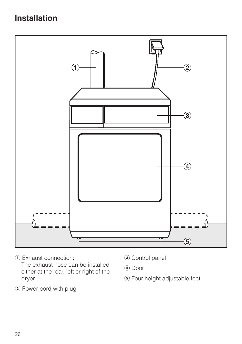 Installation 26, Installation | Miele T1405 User Manual | Page 30 / 40