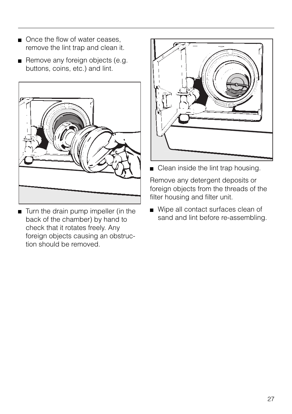 Cleaning and care | Miele NOVOTRONIC W 1903 User Manual | Page 27 / 44