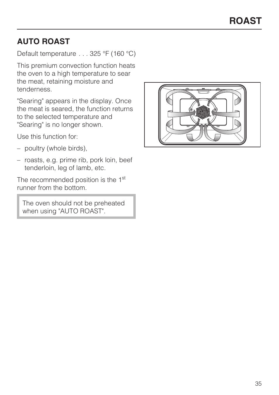 Roast 35, Roast, Auto roast | Miele H 4784 BP User Manual | Page 35 / 76