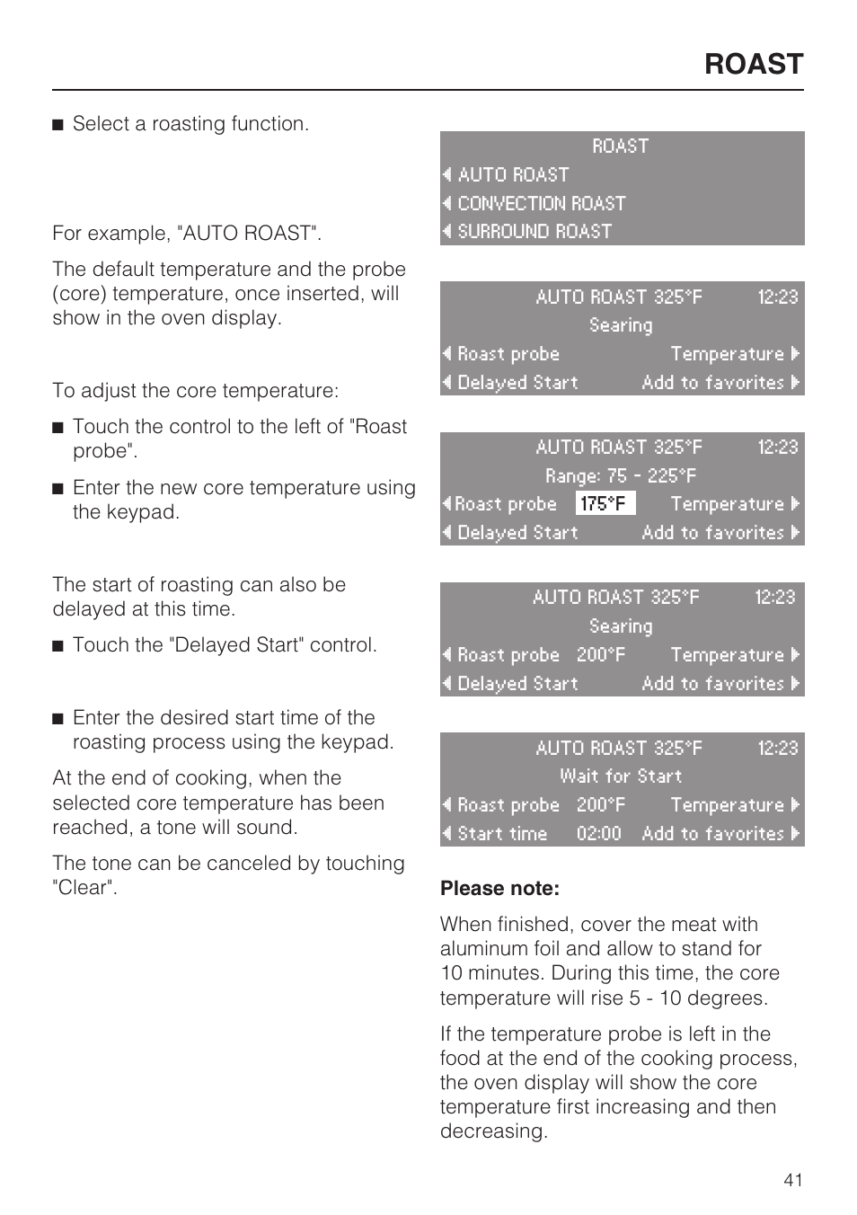 Roast | Miele H 4784 BP User Manual | Page 41 / 76