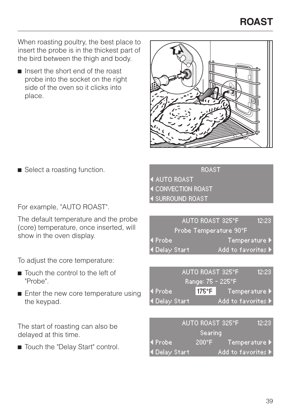 Roast | Miele H4880B User Manual | Page 39 / 76