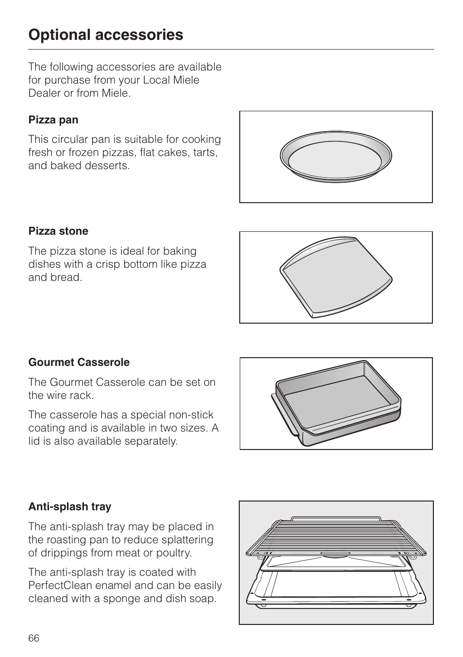 Optional accessories 66, Optional accessories | Miele H4880B User Manual | Page 66 / 76