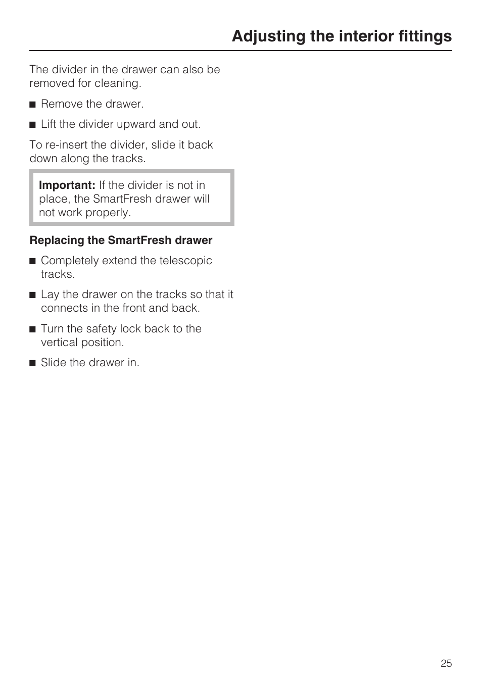 Adjusting the interior fittings | Miele KF1801SF User Manual | Page 25 / 80