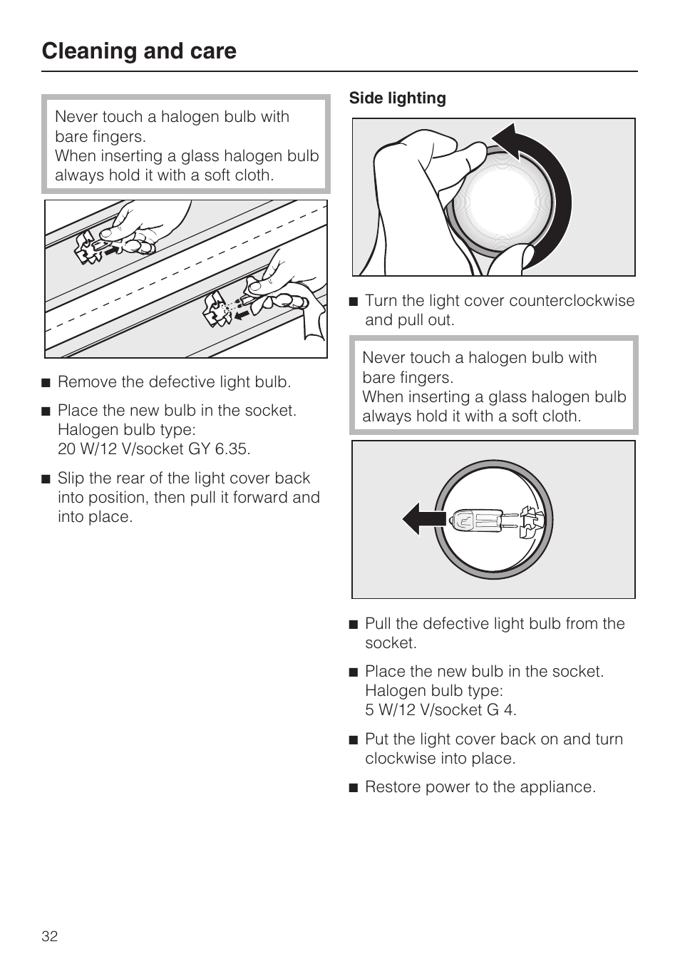 Cleaning and care | Miele KF1801SF User Manual | Page 32 / 80
