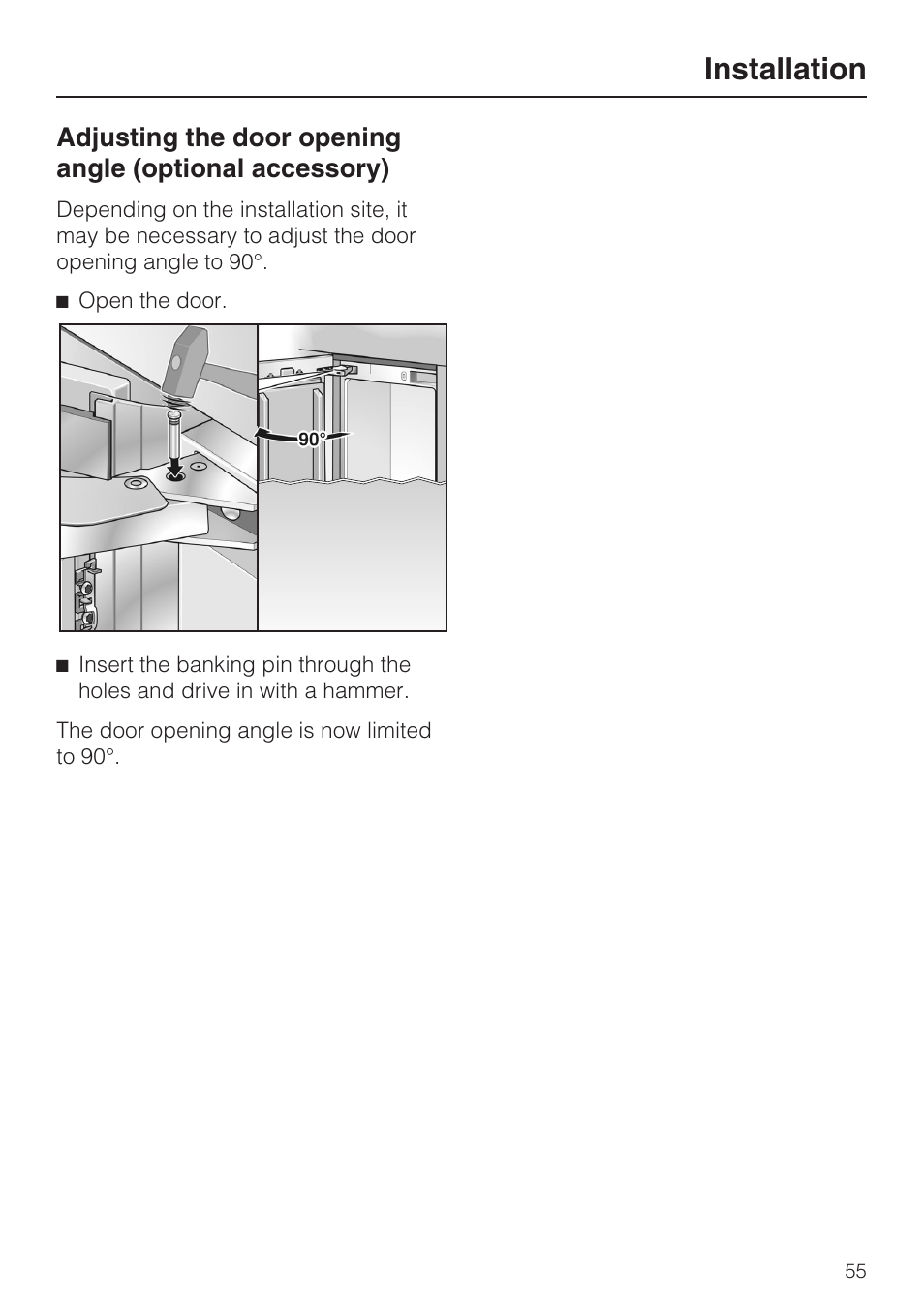 Installation | Miele KF1801SF User Manual | Page 55 / 80
