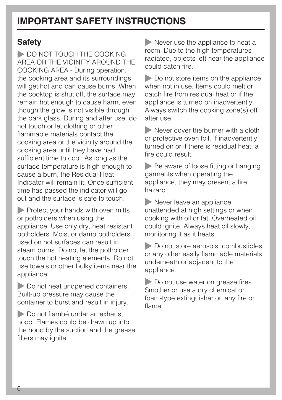 Important safety instructions | Miele KM 5820 User Manual | Page 6 / 52