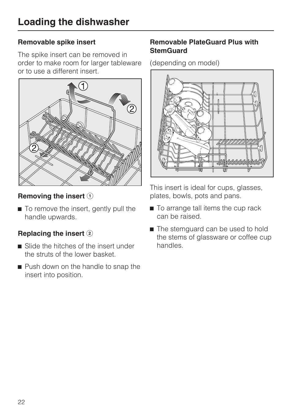 Loading the dishwasher | Miele G 2183 User Manual | Page 22 / 56