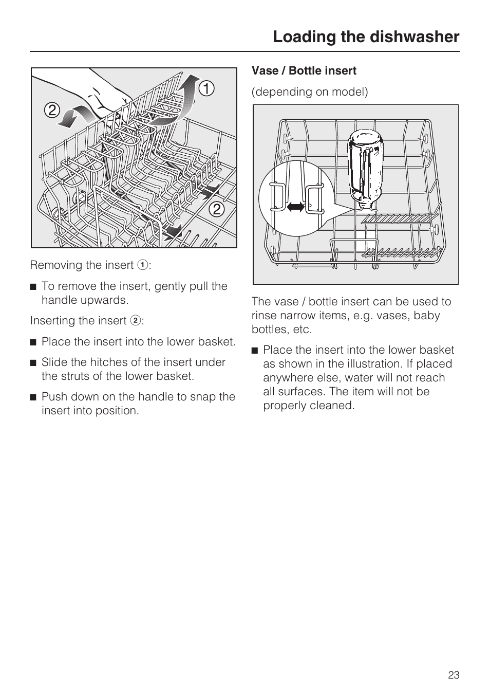 Loading the dishwasher | Miele G 2183 User Manual | Page 23 / 56