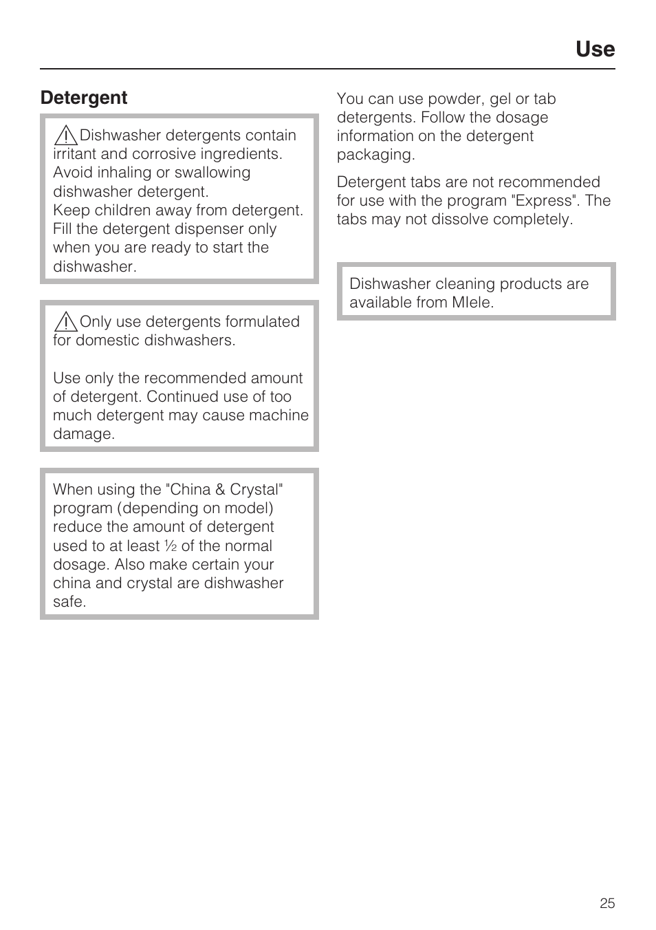 Use 25 | Miele G 2183 User Manual | Page 25 / 56
