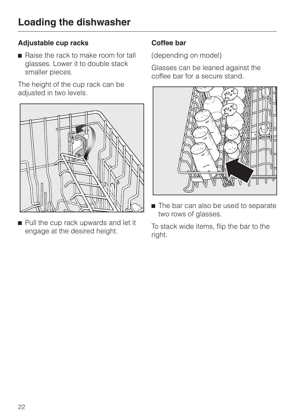 Loading the dishwasher | Miele EXCELLA G 2630 SCI User Manual | Page 22 / 72
