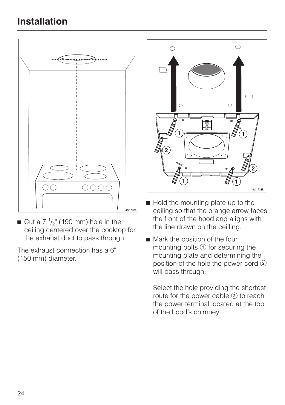 Installation | Miele DA220-3 User Manual | Page 24 / 32