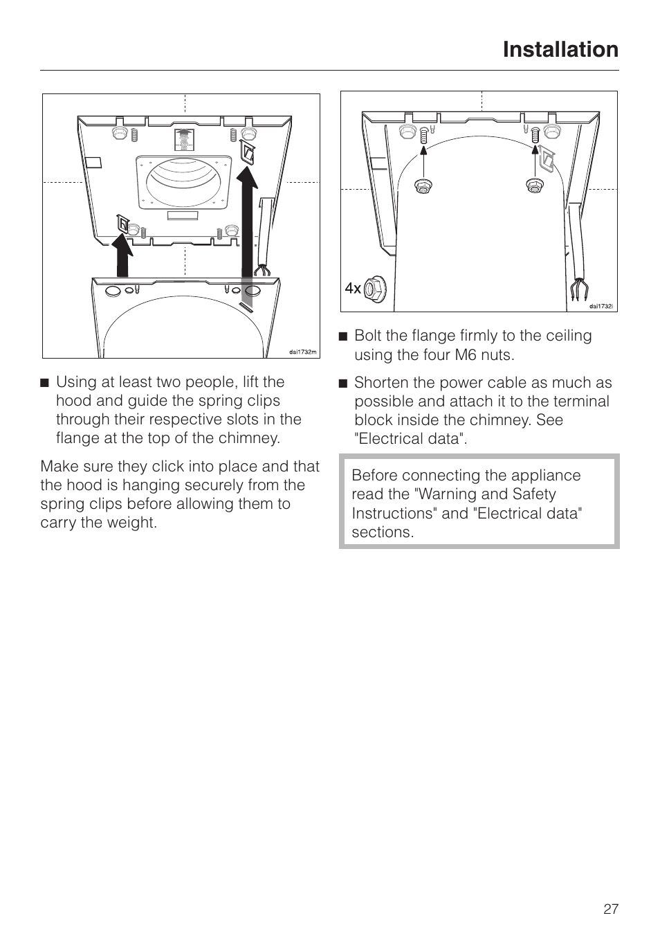 Installation | Miele DA220-3 User Manual | Page 27 / 32