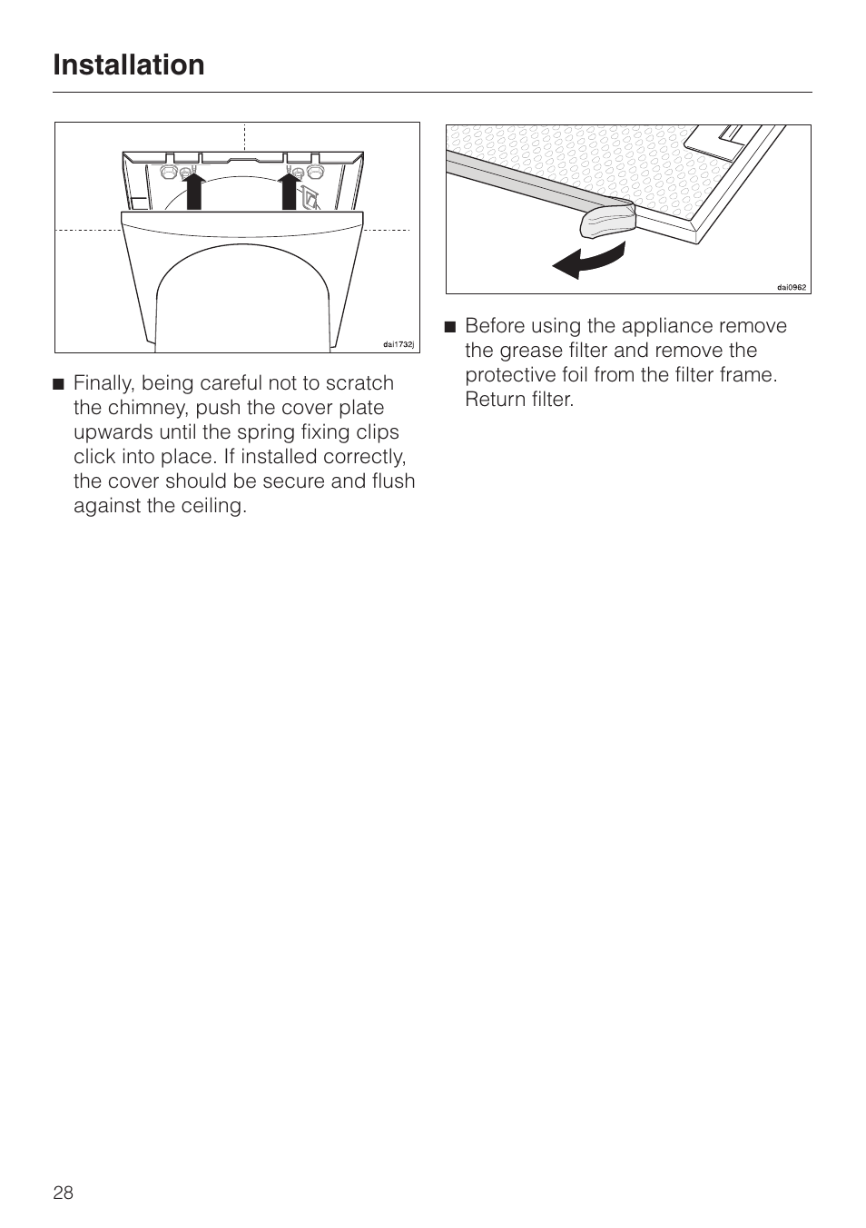 Installation | Miele DA220-3 User Manual | Page 28 / 32