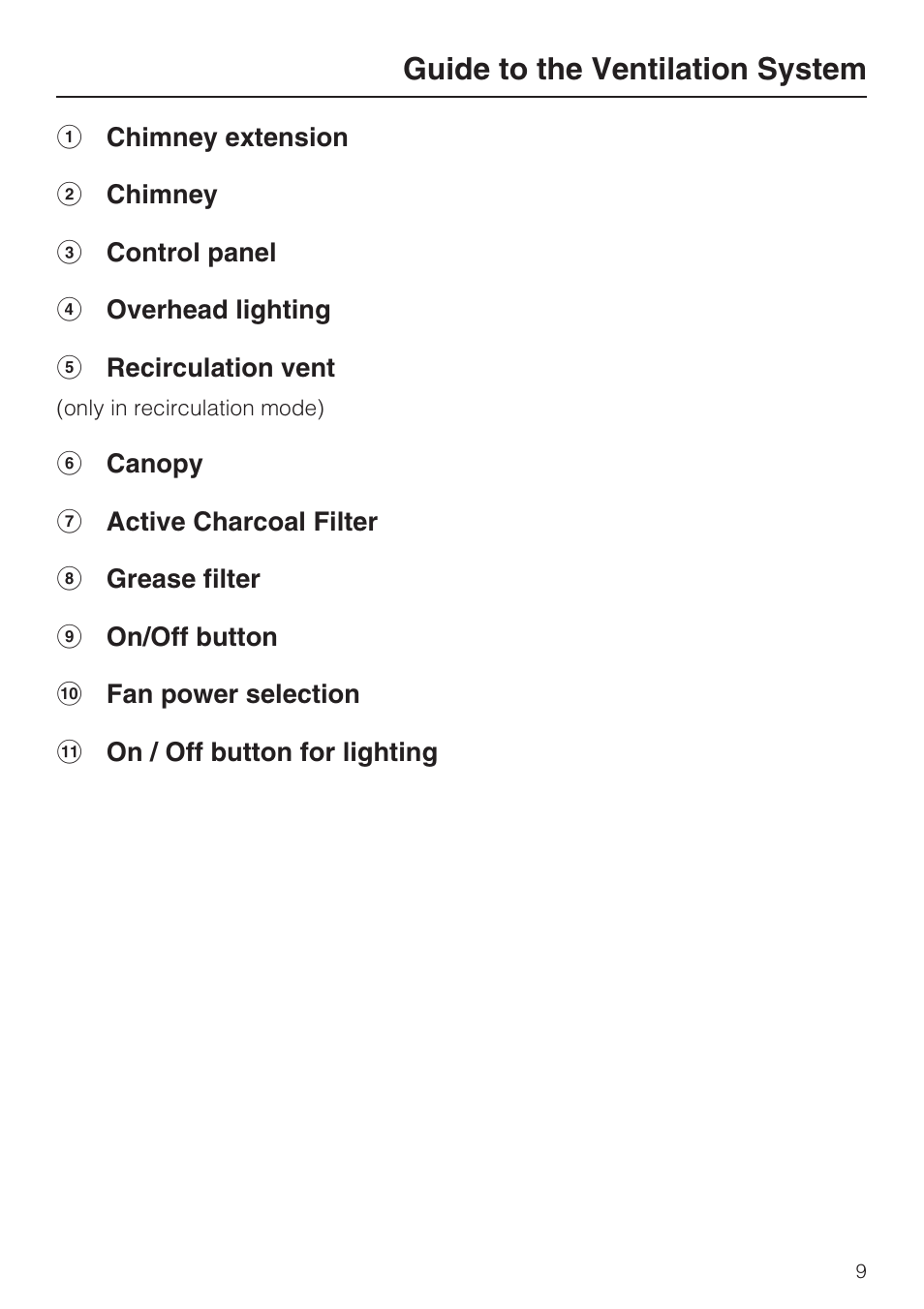 Guide to the ventilation system | Miele DA5960W User Manual | Page 9 / 36