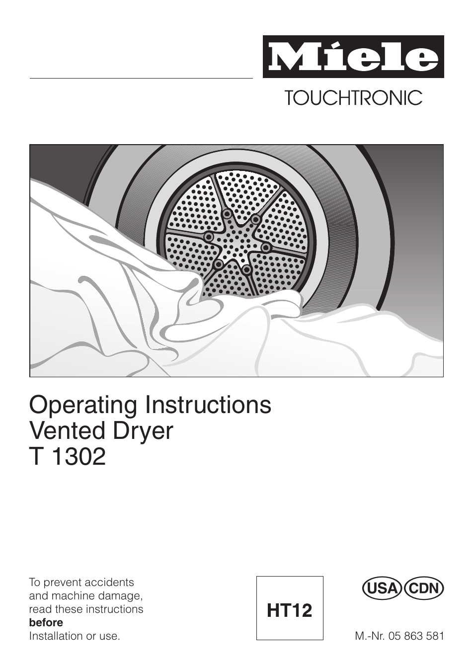 Miele VENTED DRYER T 1302 User Manual | 40 pages