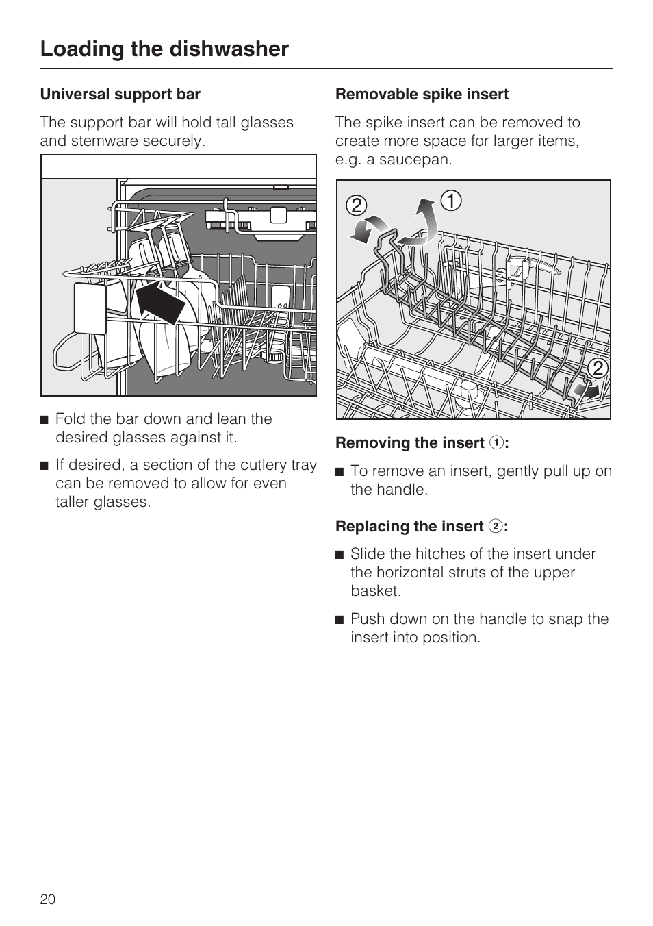 Loading the dishwasher | Miele G 1472 User Manual | Page 20 / 60