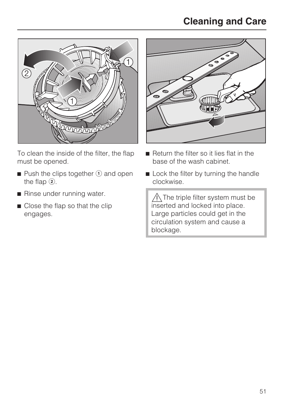 Cleaning and care | Miele G 1472 User Manual | Page 51 / 60