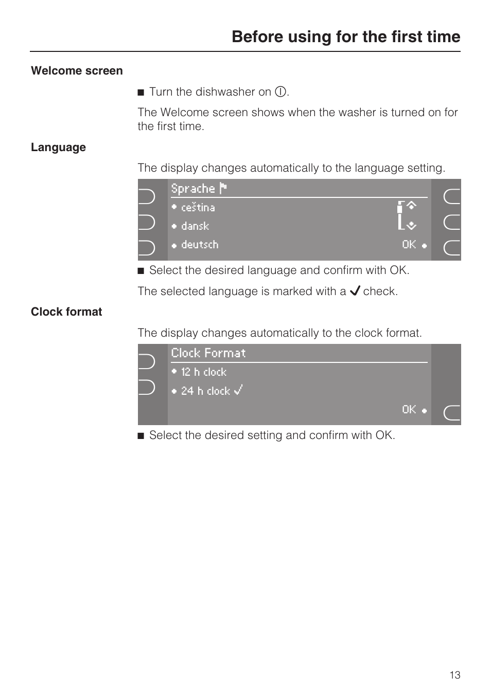 Before using for the first time | Miele G 5915 User Manual | Page 13 / 86