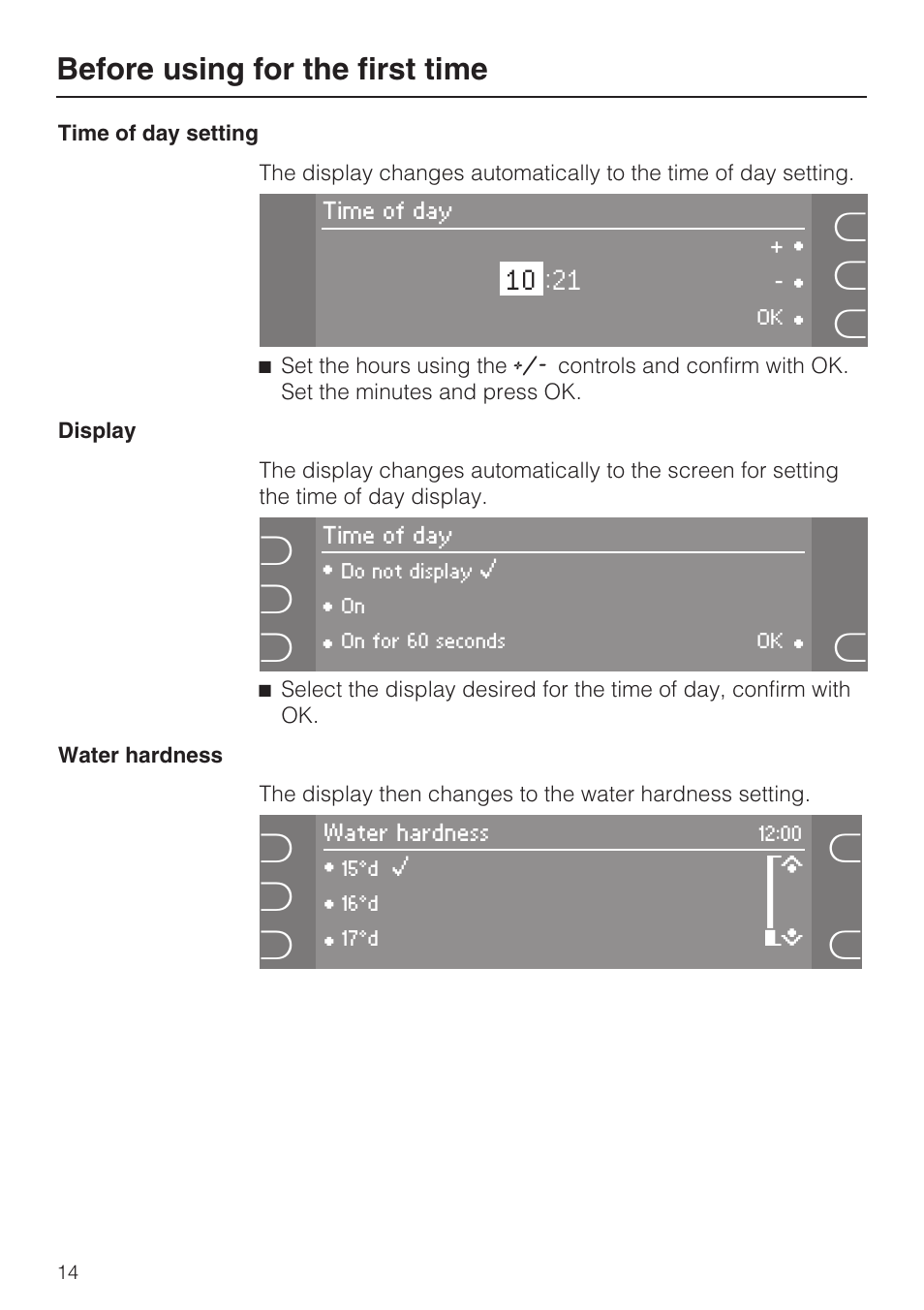 Before using for the first time | Miele G 5915 User Manual | Page 14 / 86