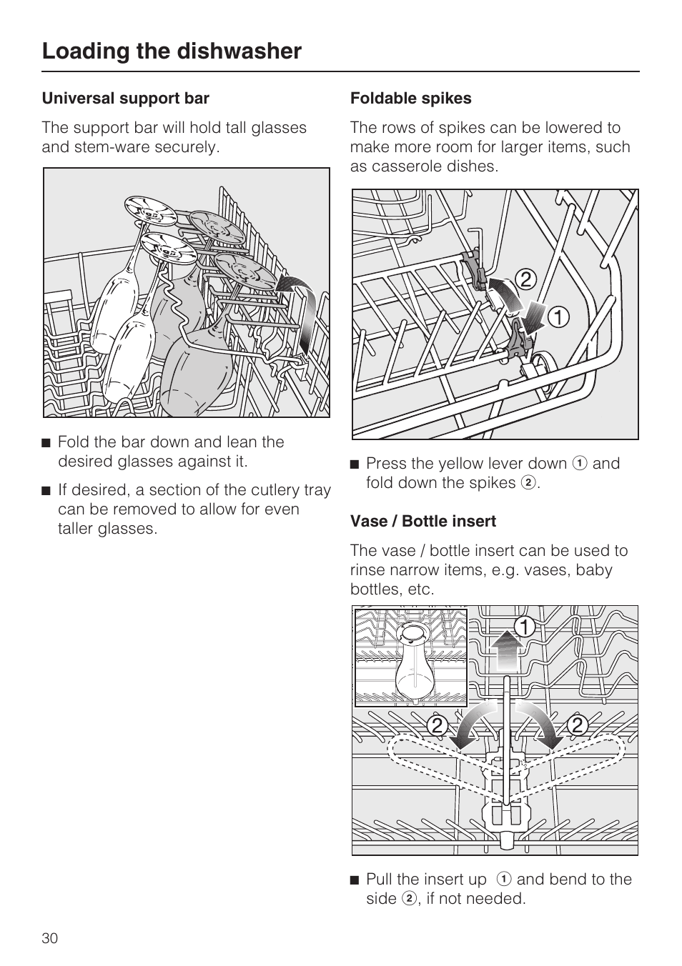 Loading the dishwasher | Miele G 5915 User Manual | Page 30 / 86