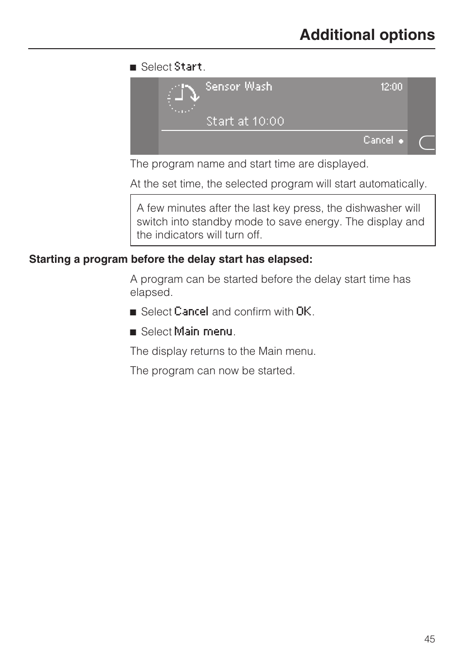 Additional options | Miele G 5915 User Manual | Page 45 / 86