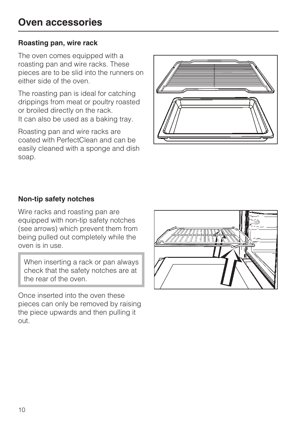 Oven accessories 10, Roasting pan, wire rack 10, Oven accessories | Miele H4782BP User Manual | Page 10 / 76