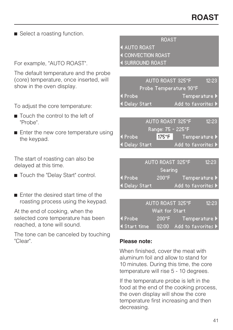 Roast | Miele H4782BP User Manual | Page 41 / 76
