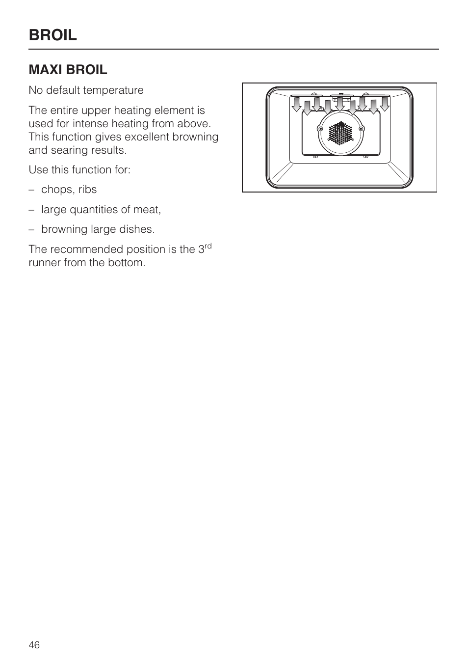 Broil, Maxi broil | Miele H4782BP User Manual | Page 46 / 76