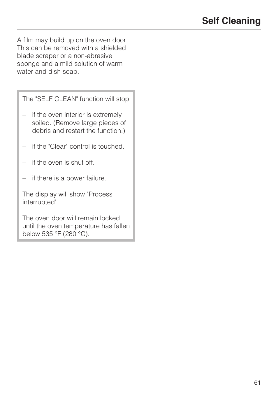 Self cleaning | Miele H4782BP User Manual | Page 61 / 76