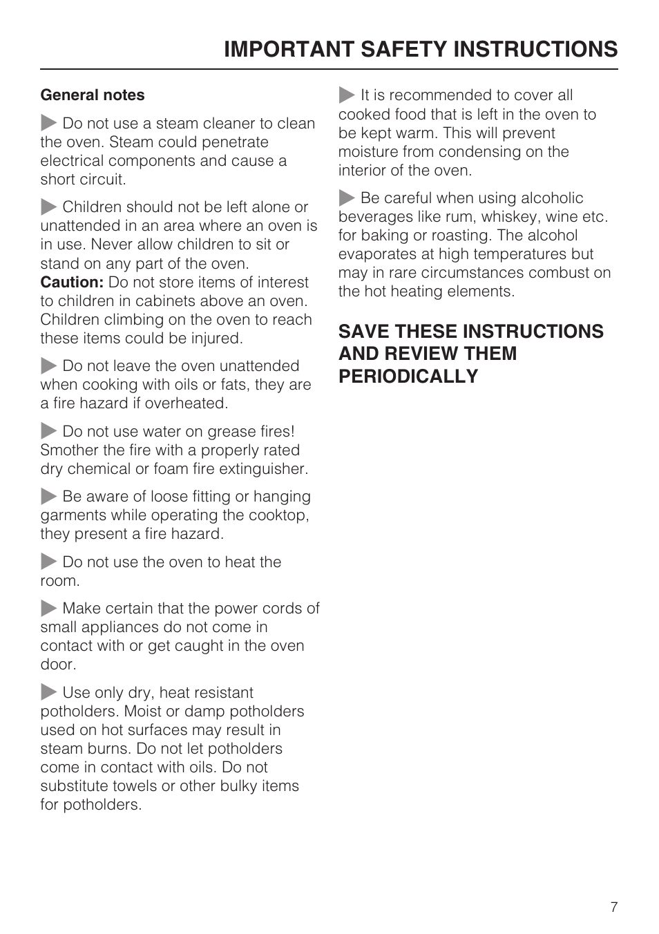 Important safety instructions | Miele H4782BP User Manual | Page 7 / 76