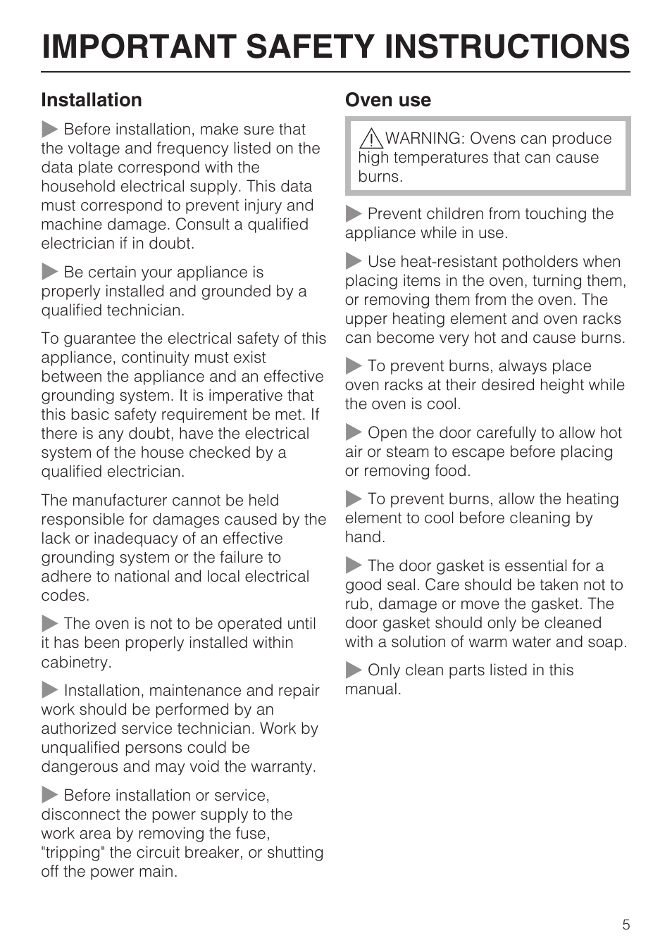 Important safety instructions | Miele H 4688 B User Manual | Page 5 / 76