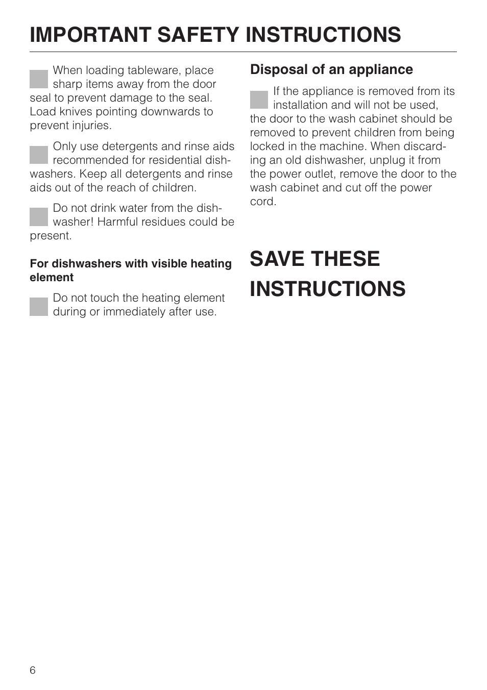 Miele NOVOTRONIC G 851 SC PLUS User Manual | Page 6 / 52