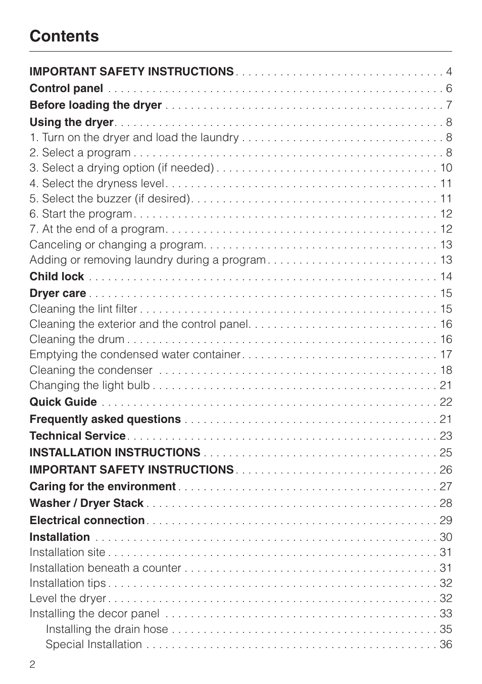 Miele TOUCHTRONIC T 1339 C User Manual | Page 2 / 44