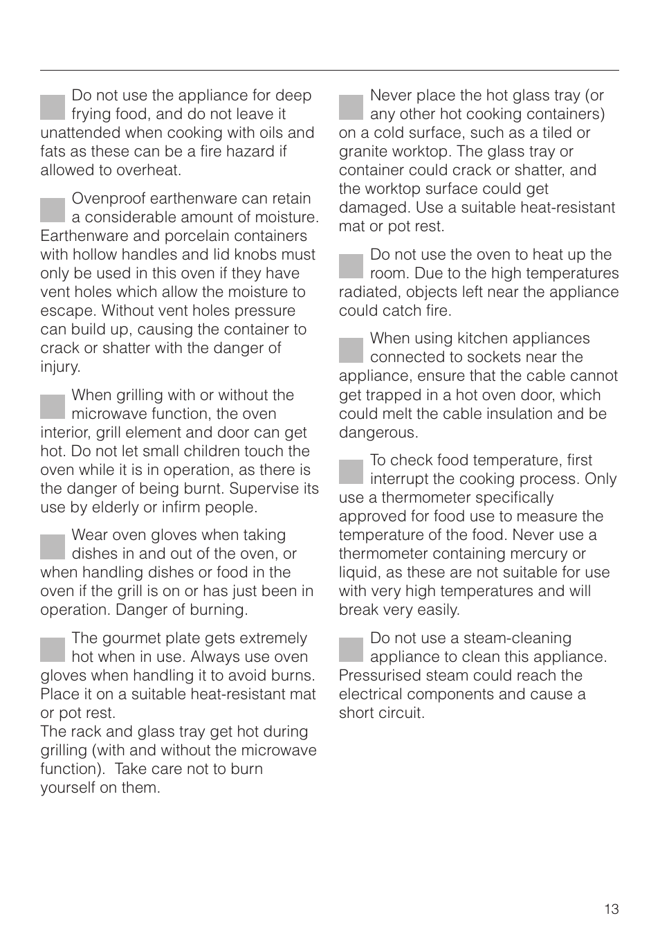 Warning and safety instructions | Miele M 8261 User Manual | Page 13 / 60