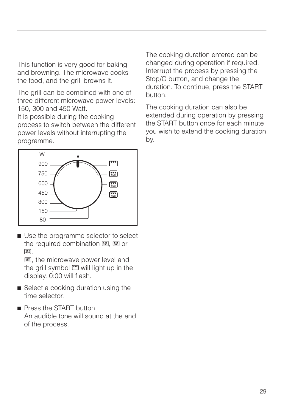 Operation - grilling, Combination mode - microwave + grill | Miele M 8261 User Manual | Page 29 / 60