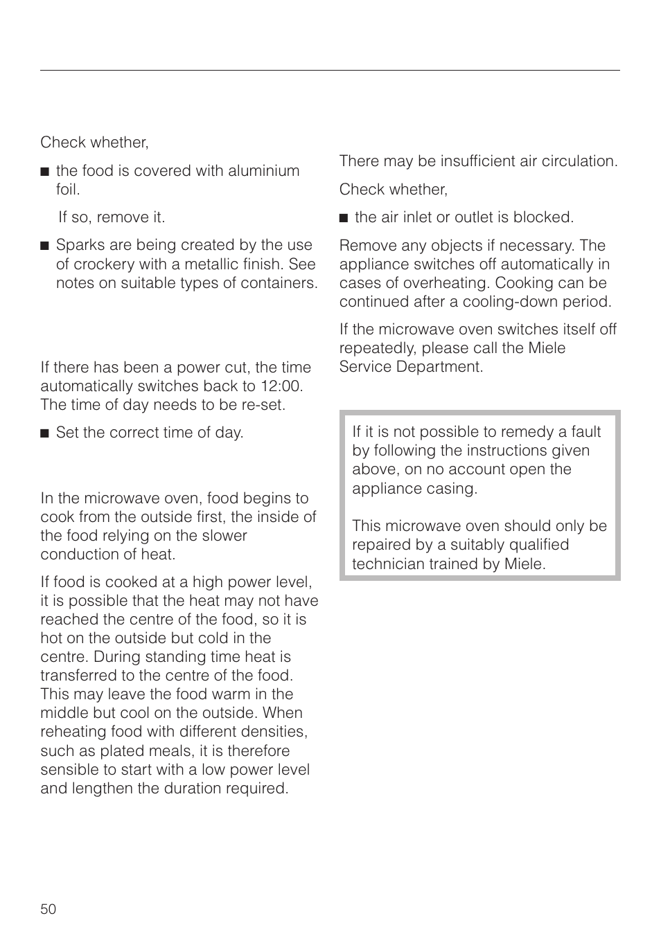 Problem solving guide | Miele M 8261 User Manual | Page 50 / 60