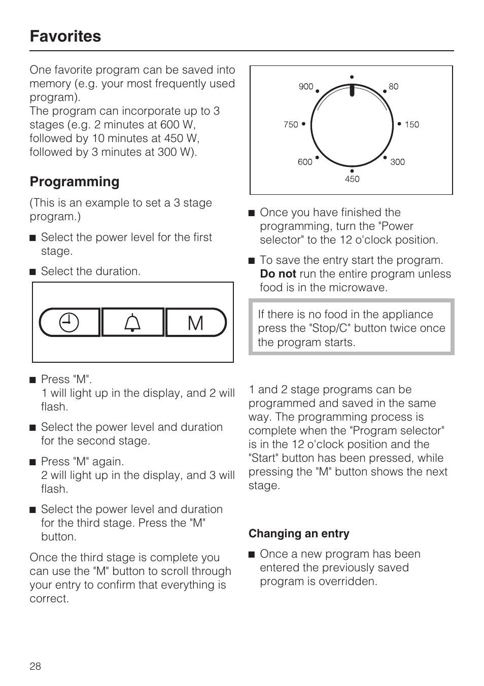 Favorites 28, Favorites, Programming | Miele M8260-1 User Manual | Page 28 / 48
