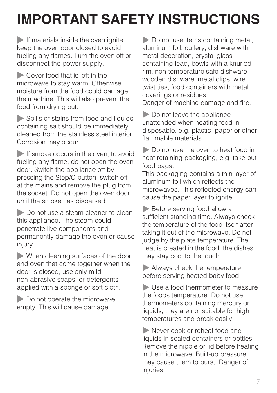 Important safety instructions | Miele M8260-1 User Manual | Page 7 / 48