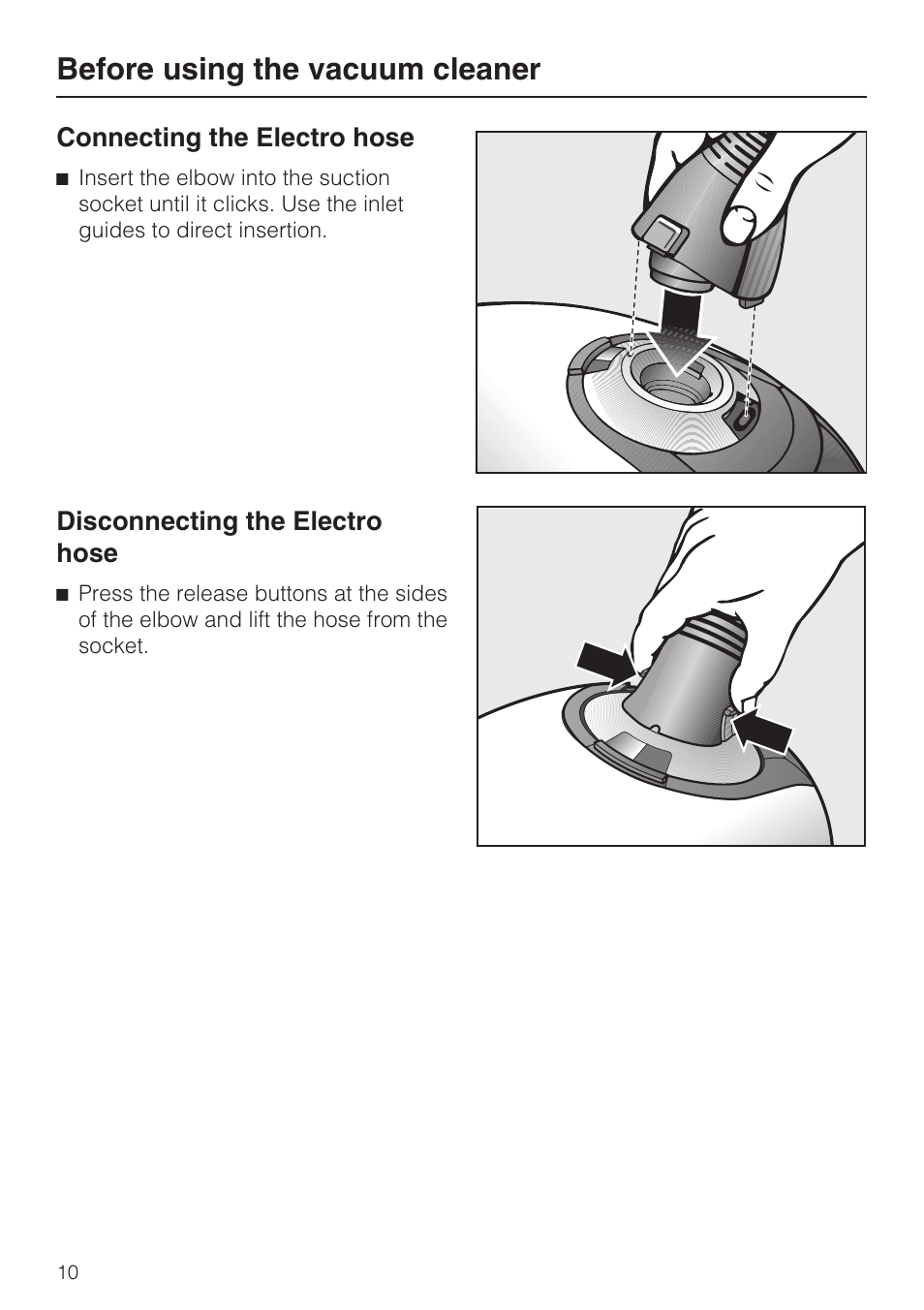 Before using the vacuum cleaner 10, Before using the vacuum cleaner | Miele S5981 User Manual | Page 10 / 40