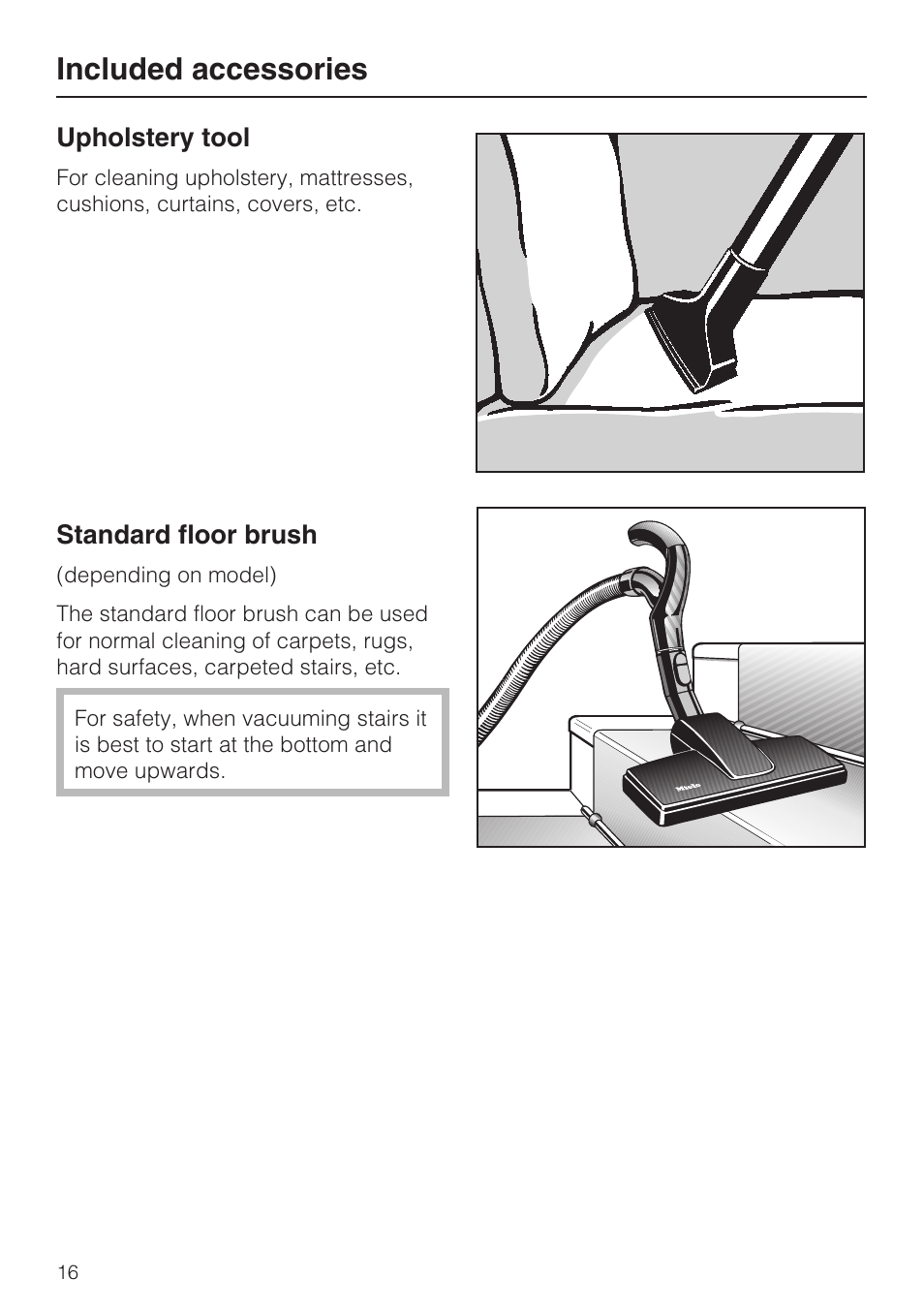 Included accessories | Miele S5981 User Manual | Page 16 / 40