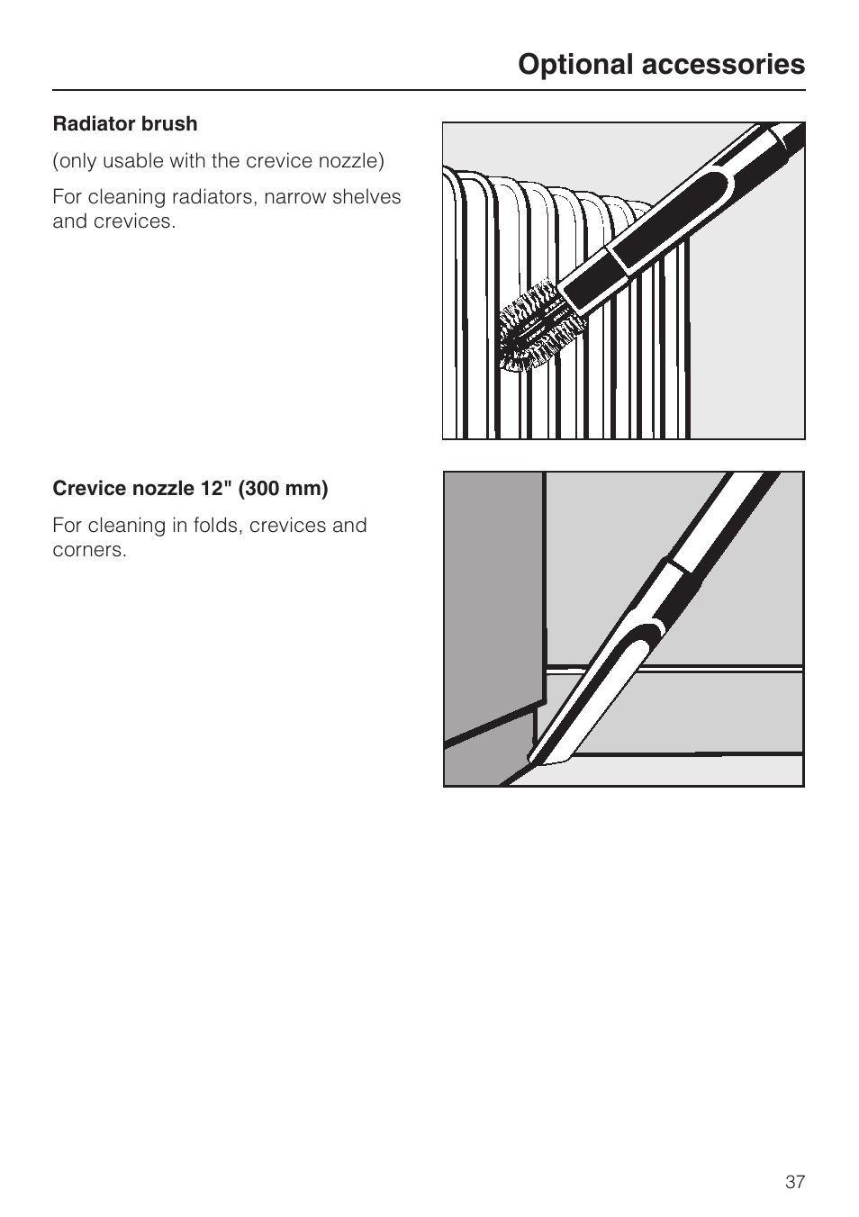 Optional accessories | Miele S5981 User Manual | Page 37 / 40