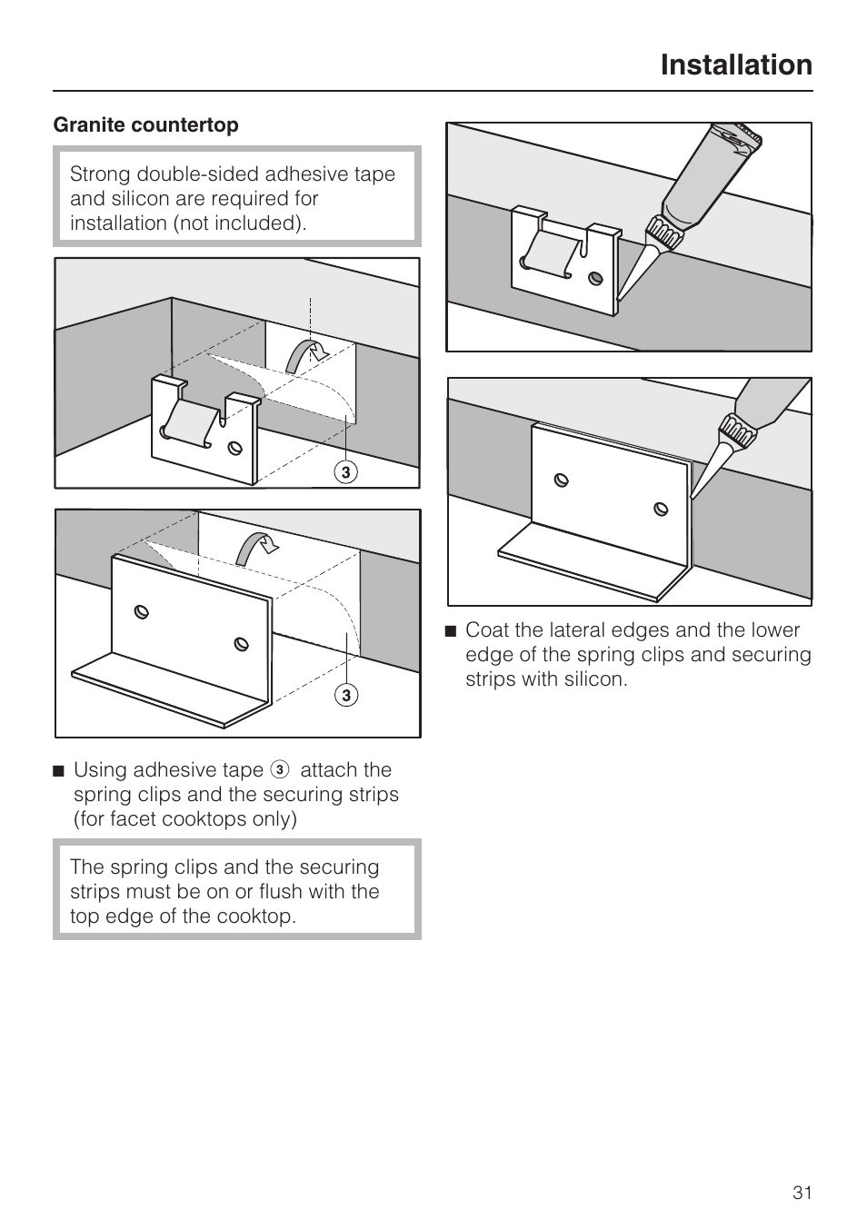 Installation | Miele KM 5624 User Manual | Page 31 / 36