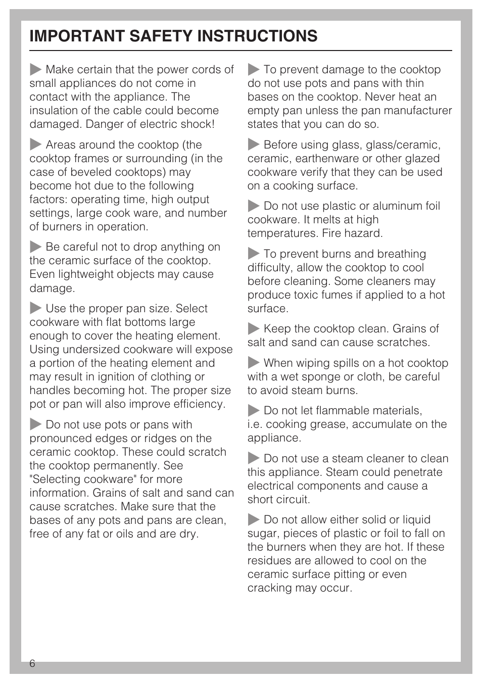 Important safety instructions | Miele KM 5624 User Manual | Page 6 / 36