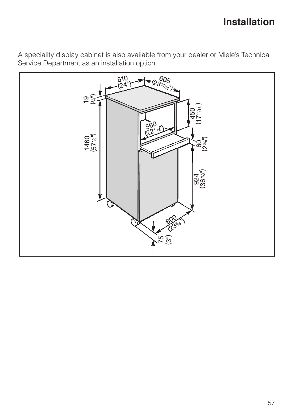 Installation | Miele CVA 615 User Manual | Page 57 / 60